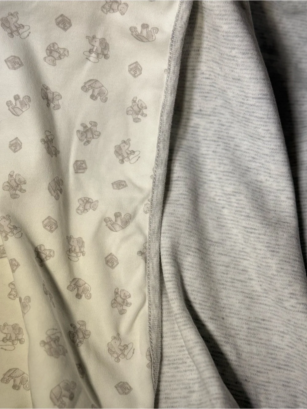 Ralph Lauren Reversible White and Light Gray Baby Blanket